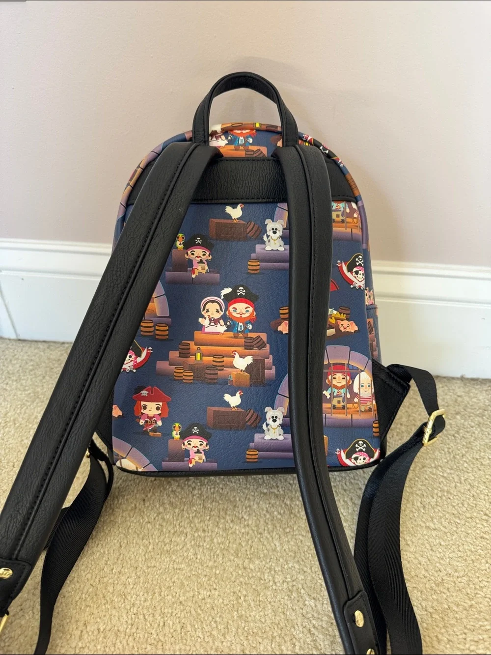 Disney Pirate Characters Mini Backpack - Navy & Gold Accents